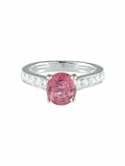 Bague saphir rose brillant or blanc