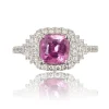 Bague saphir rose coussin et diamants