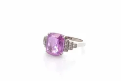 Bague saphir rose de 5,08cts et diamants