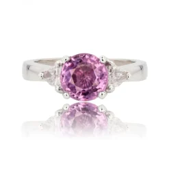Bague saphir rose diamants troidia