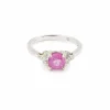 Bague saphir rose diamants or blanc