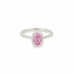 Bague Saphir Rose diamants or blanc