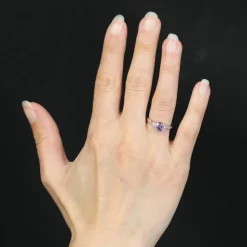 Bague saphir rose diamants troidia