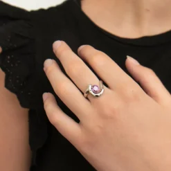 Bague Saphir rose Diamants