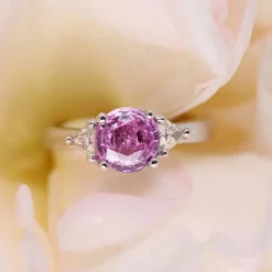 Bague saphir rose diamants troidia