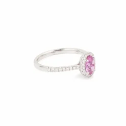 Bague Saphir Rose diamants or blanc