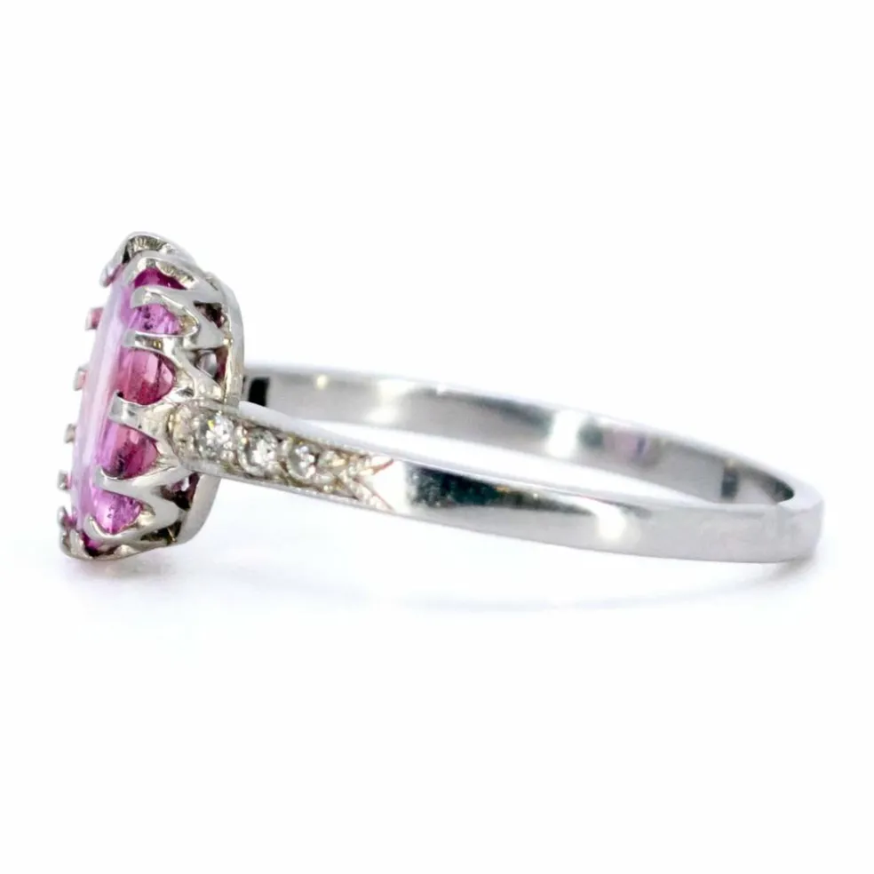 Bague Saphir Rose, Diamant, Platine