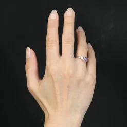 Bague saphir rose diamants troidia