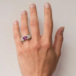 Bague Saphir rose et Diamants