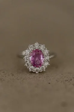 Bague saphir rose et diamant