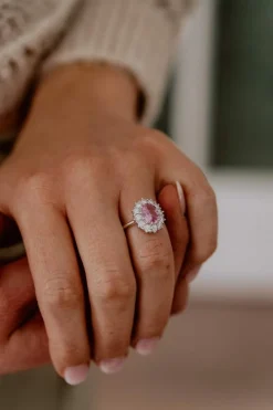 Bague saphir rose et diamant