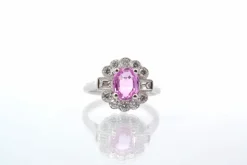 Bague saphir rose et diamants