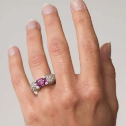 Bague Saphir rose et Diamants