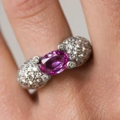 Bague Saphir rose et Diamants
