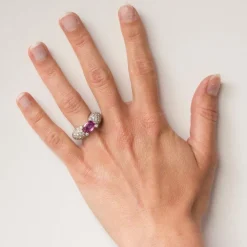 Bague Saphir rose et Diamants