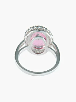 Bague saphir rose ovale diamants