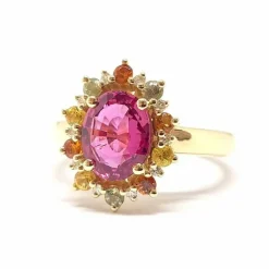 Bague saphir rose, saphirs, diamants