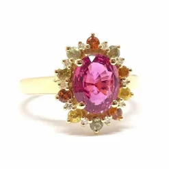 Bague saphir rose, saphirs, diamants
