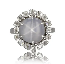 Bague saphir étoilé et diamants
