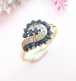 Bague saphirs diamants or