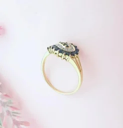 Bague saphirs diamants or