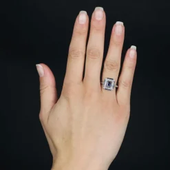 Bague saphirs et diamants Art Déco