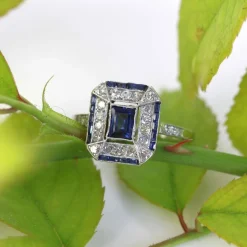 Bague saphirs et diamants Art Déco