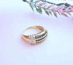 Bague Saphirs et Diamants Or