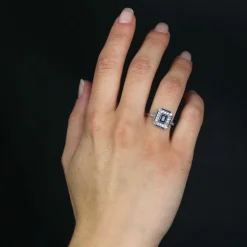 Bague saphirs et diamants Art Déco