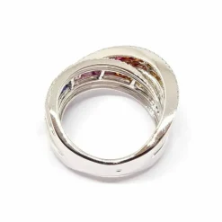 Bague saphirs multicolores diamants or blanc