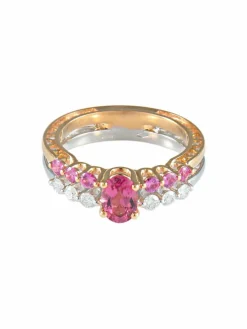 Bague Saphirs roses et Diamants