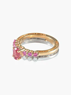 Bague Saphirs roses et Diamants