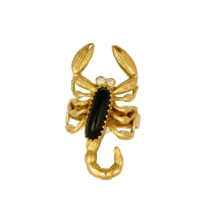 Bague scorpion en or jaune, onyx et diamants