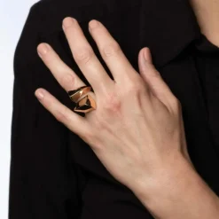 Bague sculpturale Bypass Estate 18k Or Rose Large Cocktail Band Bijoux
