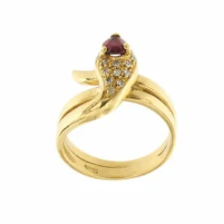 Bague serpent avec rubis et diamants