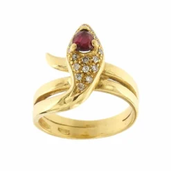 Bague serpent avec rubis et diamants