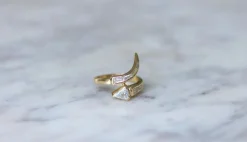 Bague Serpent Diamants Superman et Trapèze sur Or Jaune