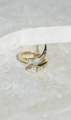 Bague Serpent Diamants Superman et Trapèze sur Or Jaune