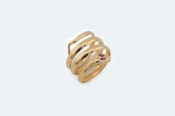Bague serpent en or jaune et rubis