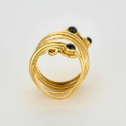 Bague Serpent en or jaune et saphirs