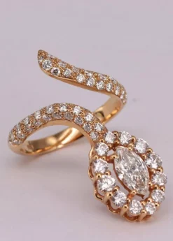 Bague serpent marquise Or jaune Diamant