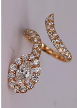 Bague serpent marquise Or jaune Diamant