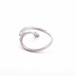 Bague serpent or blanc, diamants