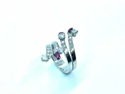 Bague Serpent Or blanc Rubis Diamants