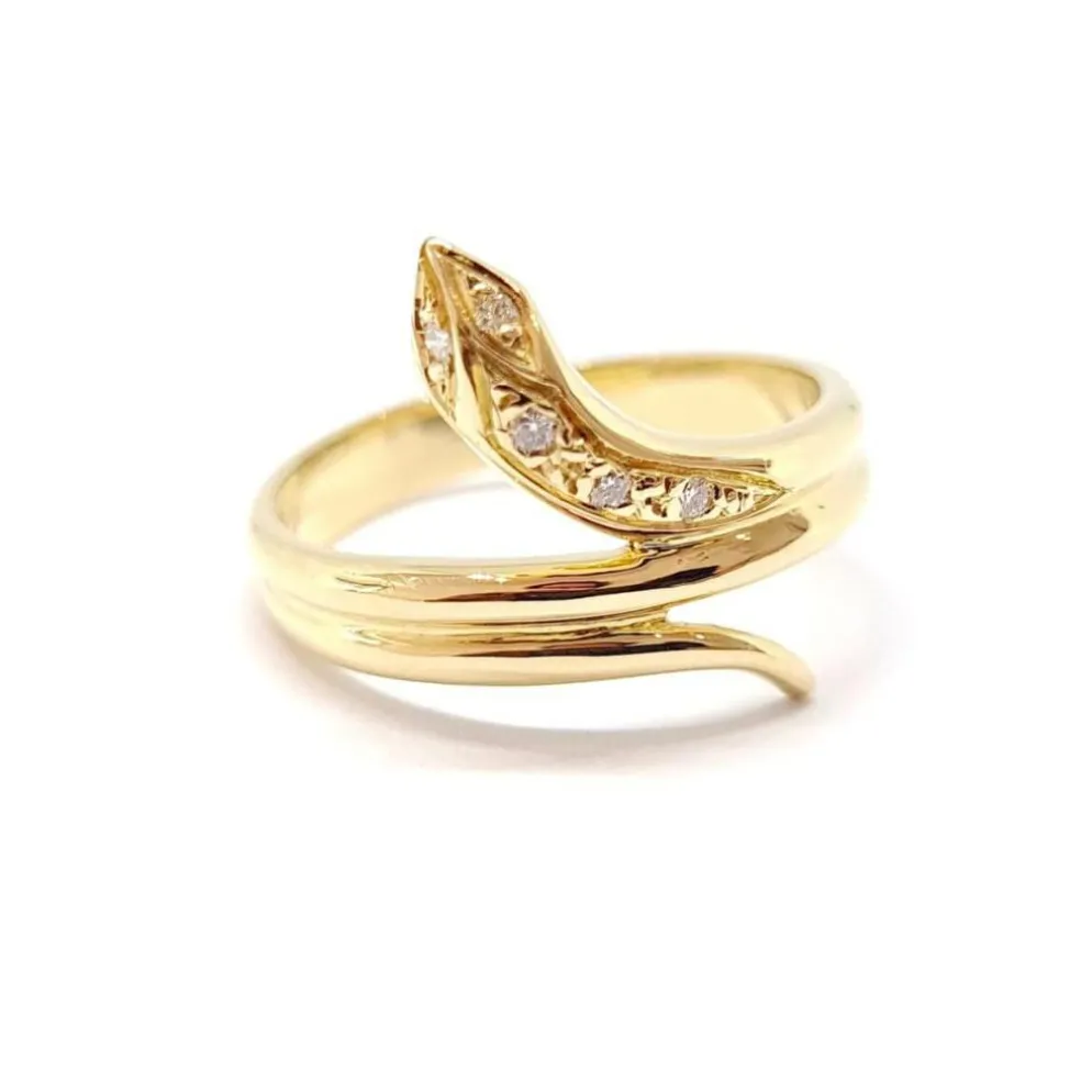 Bague serpent or jaune 18 carats diamants