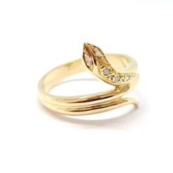 Bague serpent or jaune 18 carats diamants