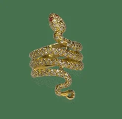 Bague serpent or jaune diamants