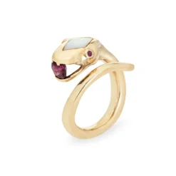 Bague Serpent Rubellite Serpent Enroulé Or Jaune