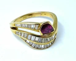 Bague serpent rubis et diamants