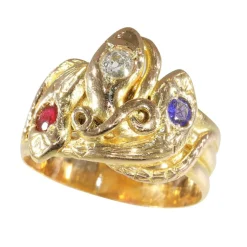 Bague Serpent Victorienne : Un Trio Symbolique en Or